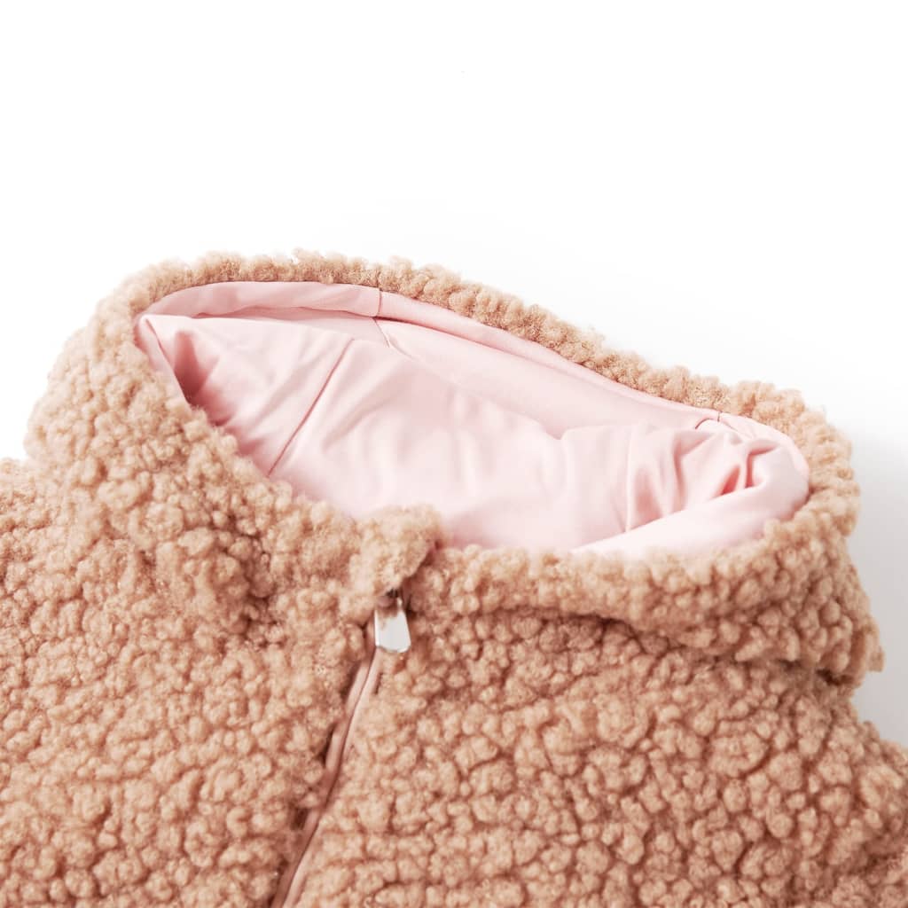 Kinder-Kapuzenjacke Teddy-Kunstpelz Heller Cognac 116