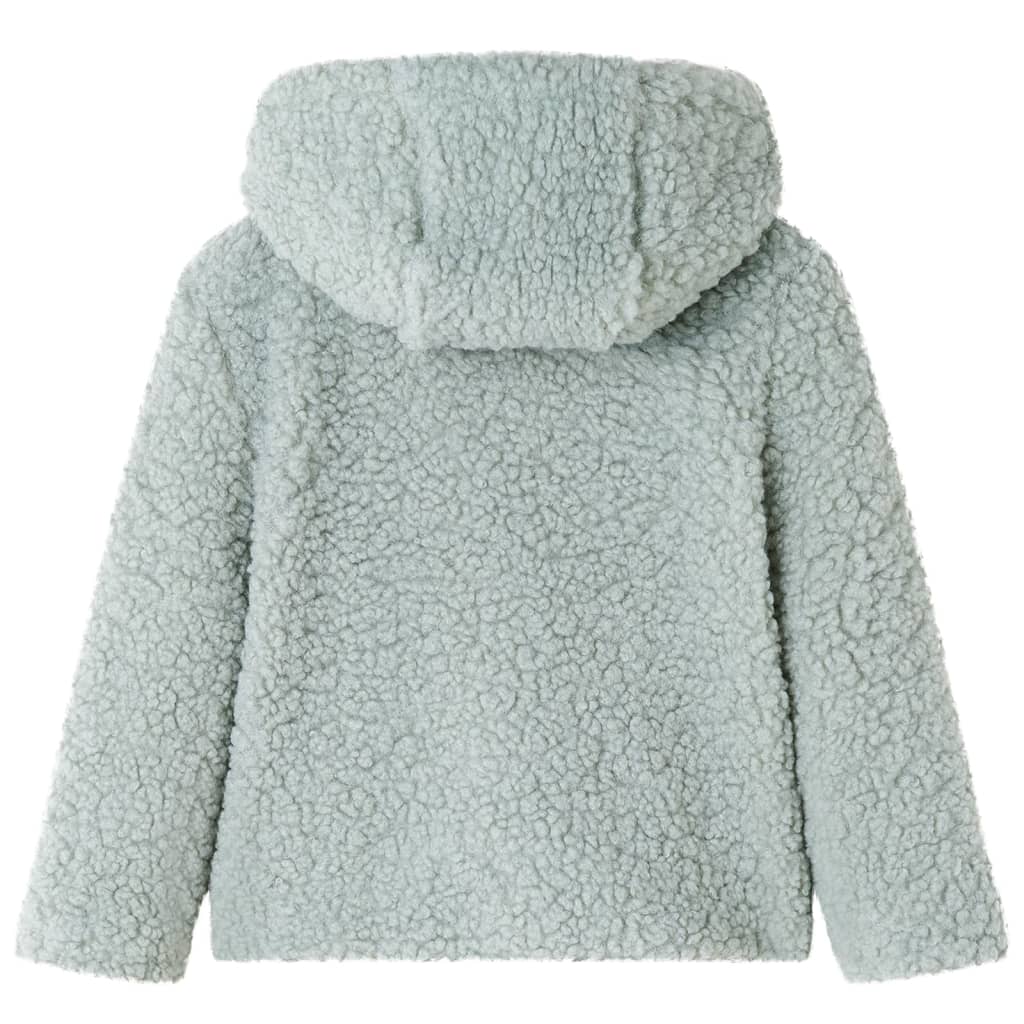 Kinder-Kapuzenjacke Teddy-Kunstpelz Minzgrün 92