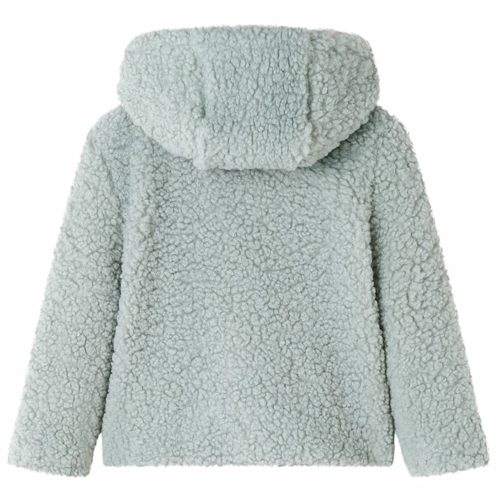Kinder-Kapuzenjacke Teddy-Kunstpelz Minzgrün 116