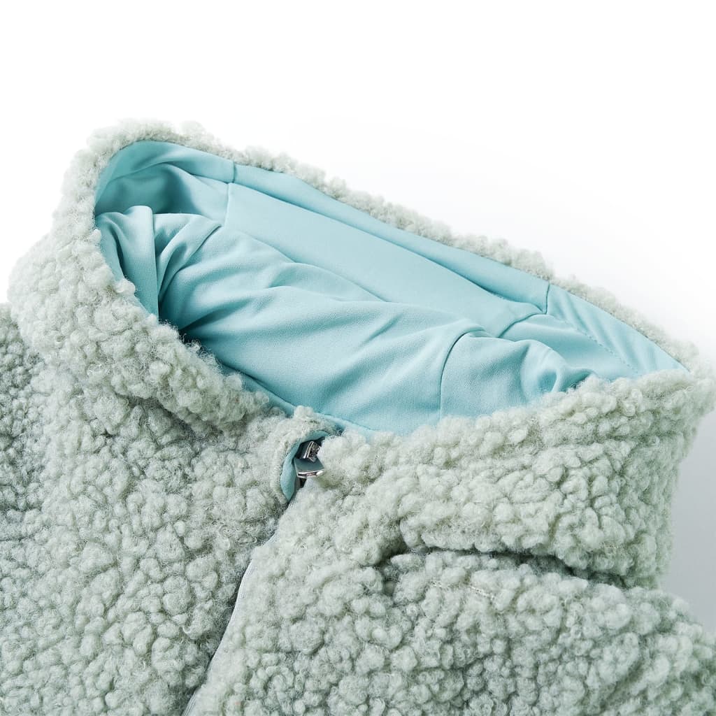 Kinder-Kapuzenjacke Teddy-Kunstpelz Minzgrün 116