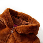 Kinder-Kapuzenjacke Kunstpelz Cognac 128