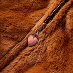 Kinder-Kapuzenjacke Kunstpelz Cognac 128
