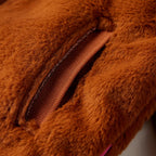 Kinder-Kapuzenjacke Kunstpelz Cognac 128