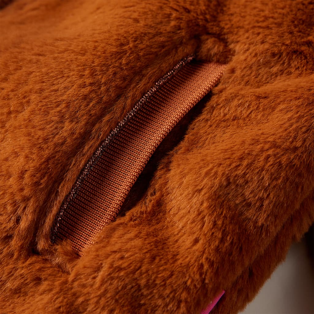 Kinder-Kapuzenjacke Kunstpelz Cognac 128