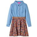 Kinderkleid mit Langen Ärmeln Marineblau und Jeansblau 104