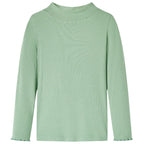 Kinder-Langarmshirt Halbrollkragen Dunkles Minzgrün 140