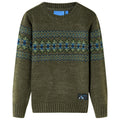 Kinderpullover Gestrickt Khaki 128