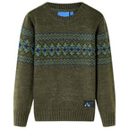 Kinderpullover Gestrickt Khaki 128