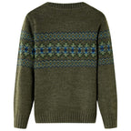Kinderpullover Gestrickt Khaki 128