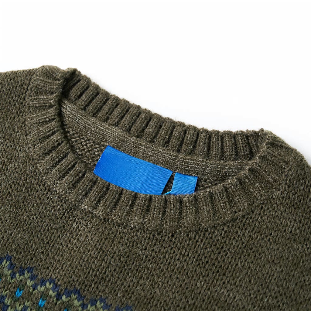Kinderpullover Gestrickt Khaki 128