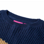 Kinderpullover Gestrickt Marineblau 140