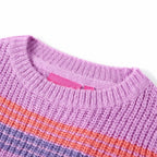 Kinderpullover mit Streifen Gestrickt Lila und Rosa 104
