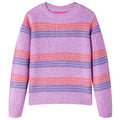 Kinderpullover mit Streifen Gestrickt Lila und Rosa 140