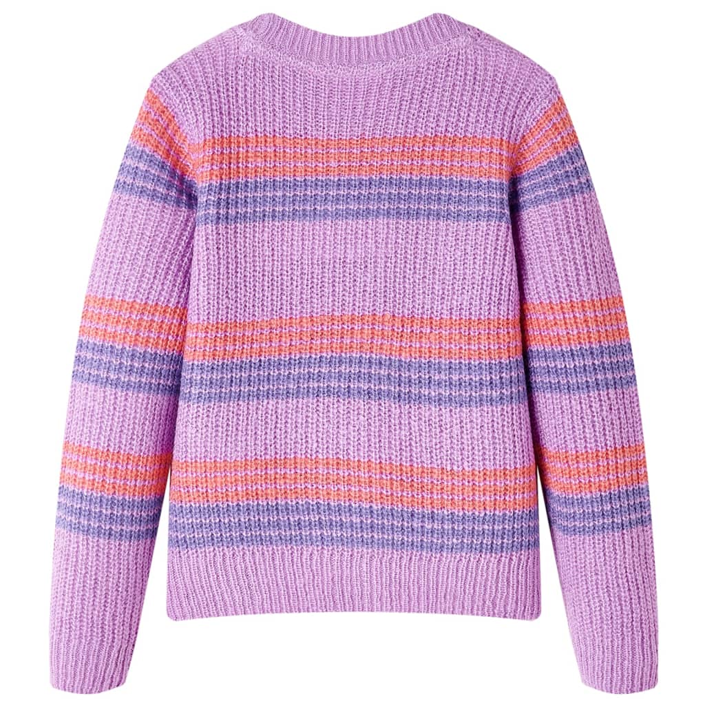 Kinderpullover mit Streifen Gestrickt Lila und Rosa 140