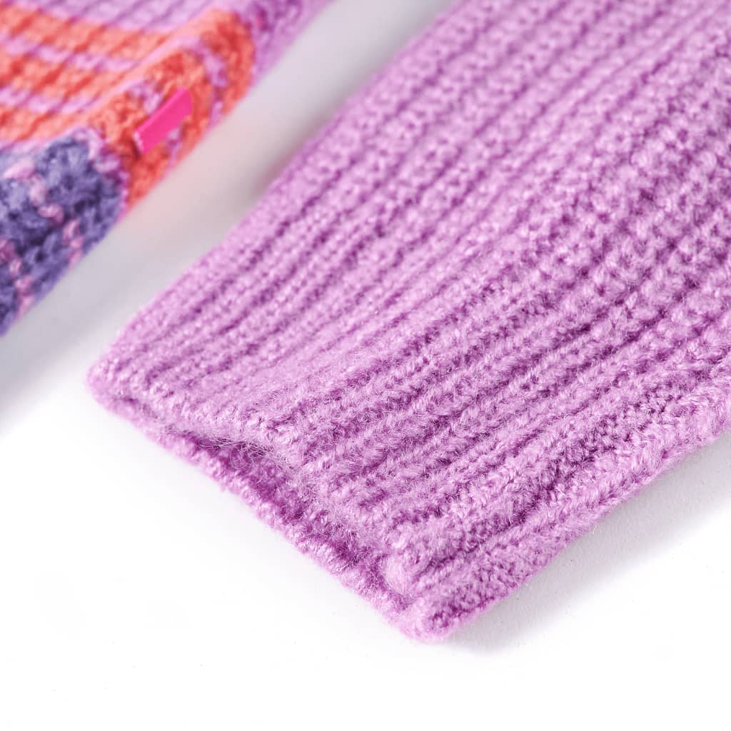 Kinderpullover mit Streifen Gestrickt Lila und Rosa 140