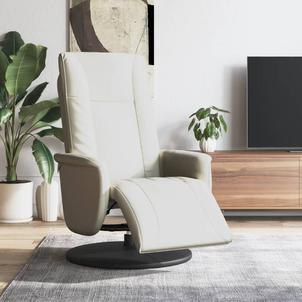 vidaXL Relaxsessel mit Fußteil Creme Kunstleder