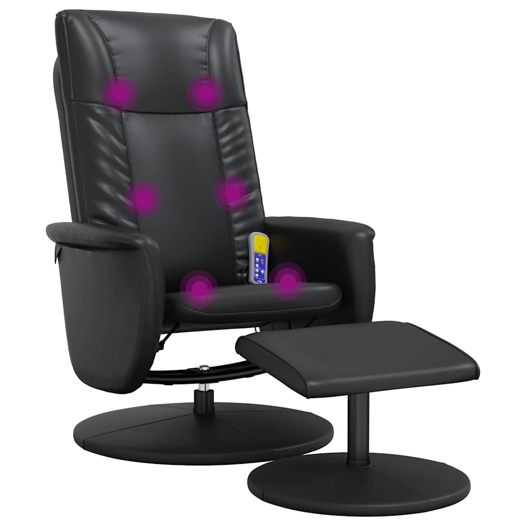 vidaXL Massagesessel mit Fußhocker Schwarz Kunstleder