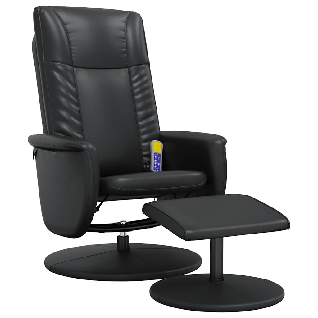 vidaXL Massagesessel mit Fußhocker Schwarz Kunstleder