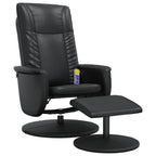 vidaXL Massagesessel mit Fußhocker Schwarz Kunstleder