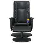 vidaXL Massagesessel mit Fußhocker Schwarz Kunstleder