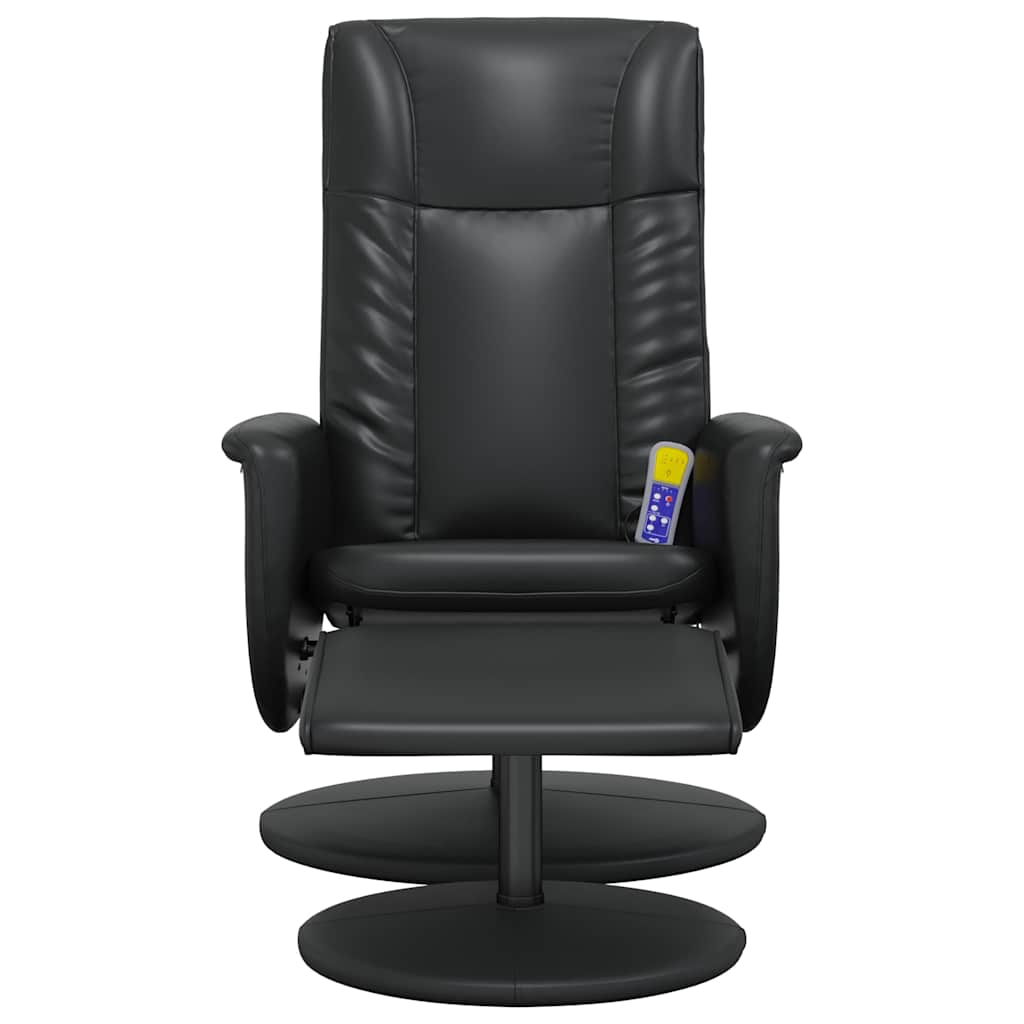 vidaXL Massagesessel mit Fußhocker Schwarz Kunstleder