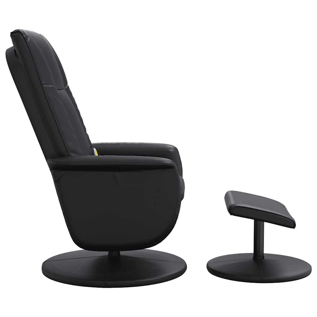vidaXL Massagesessel mit Fußhocker Schwarz Kunstleder