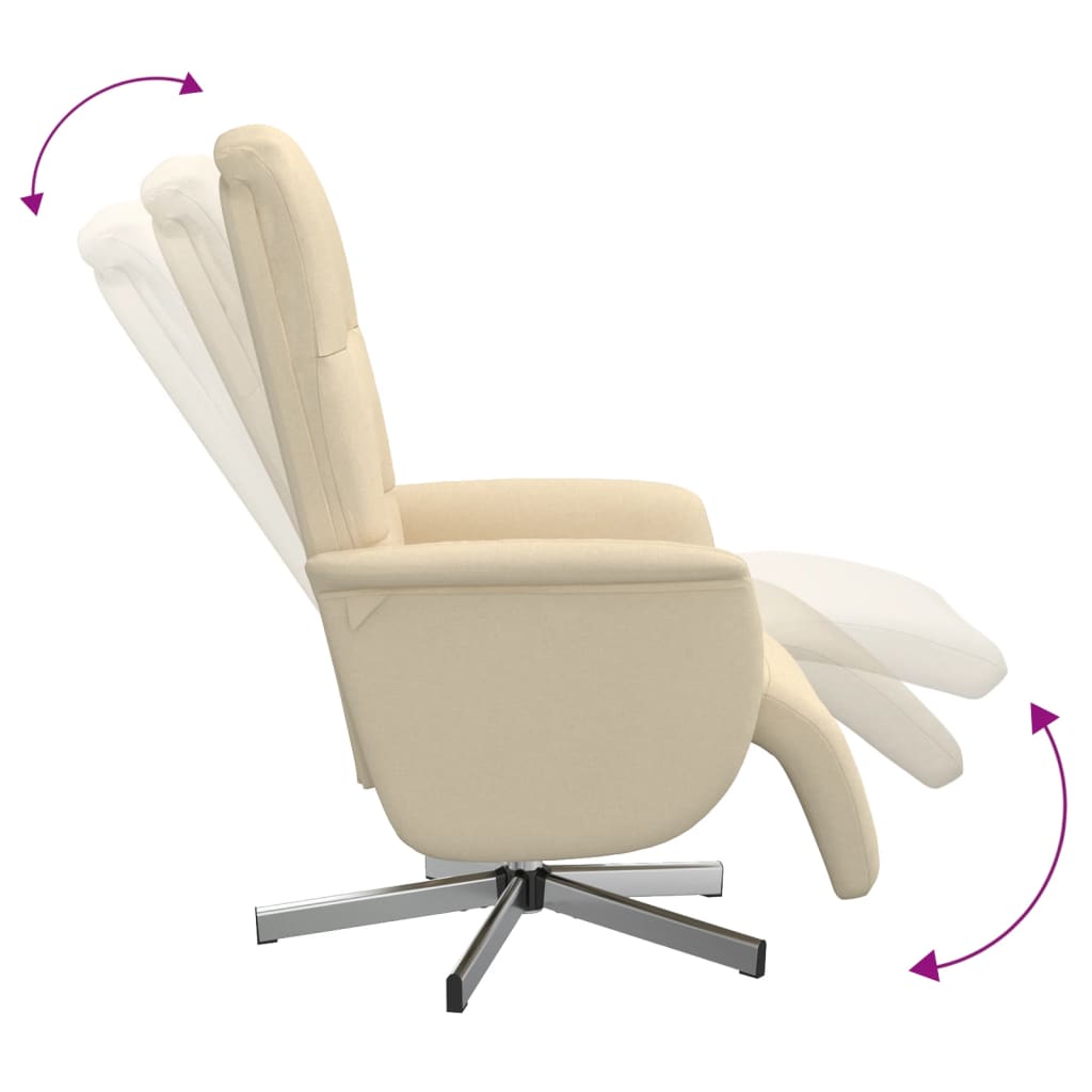 vidaXL Relaxsessel mit Fußhocker Creme Stoff