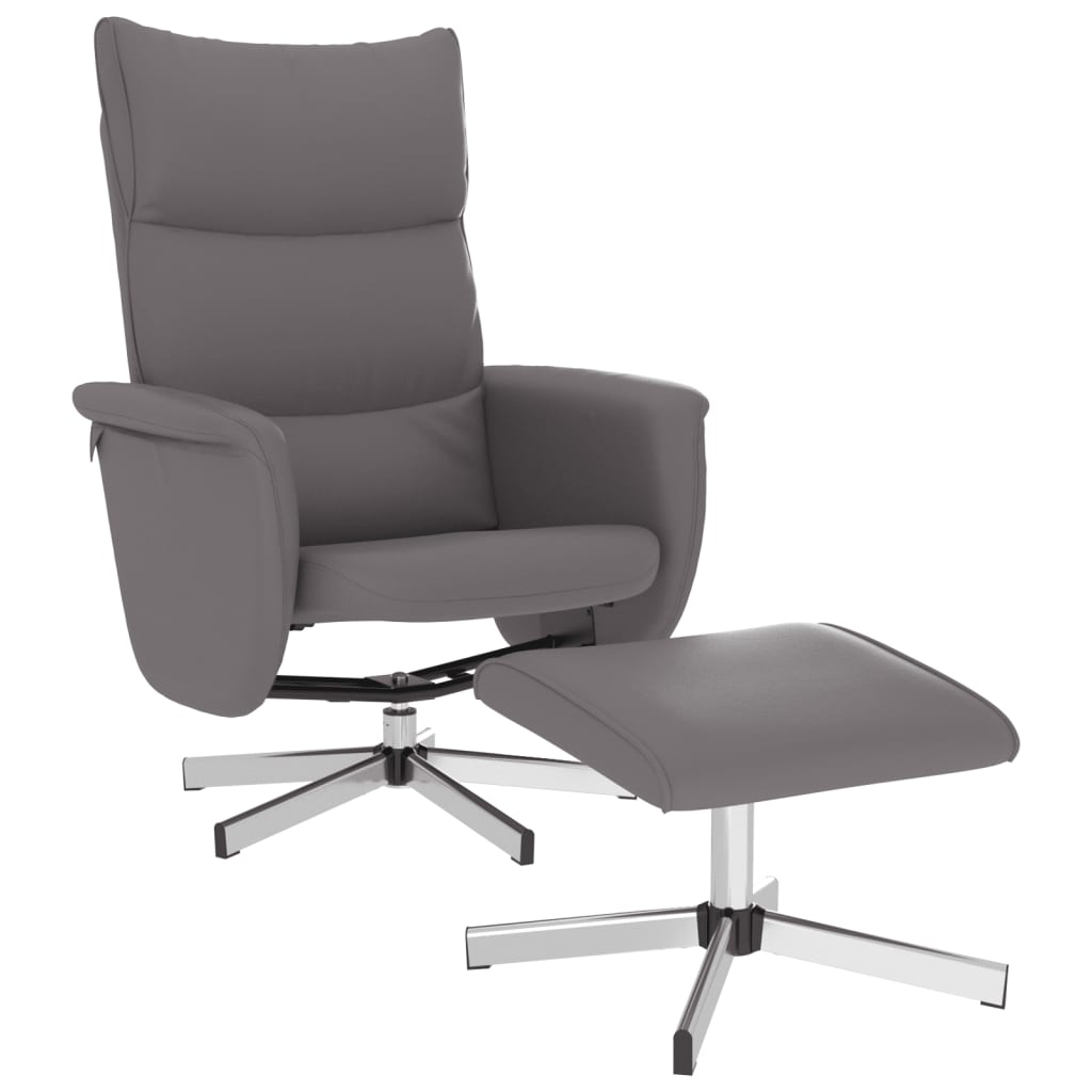vidaXL Relaxsessel mit Fußhocker Grau Kunstleder
