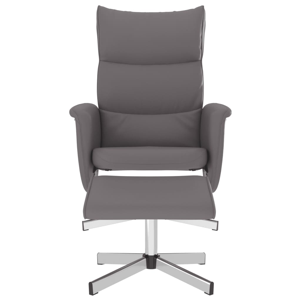 vidaXL Relaxsessel mit Fußhocker Grau Kunstleder