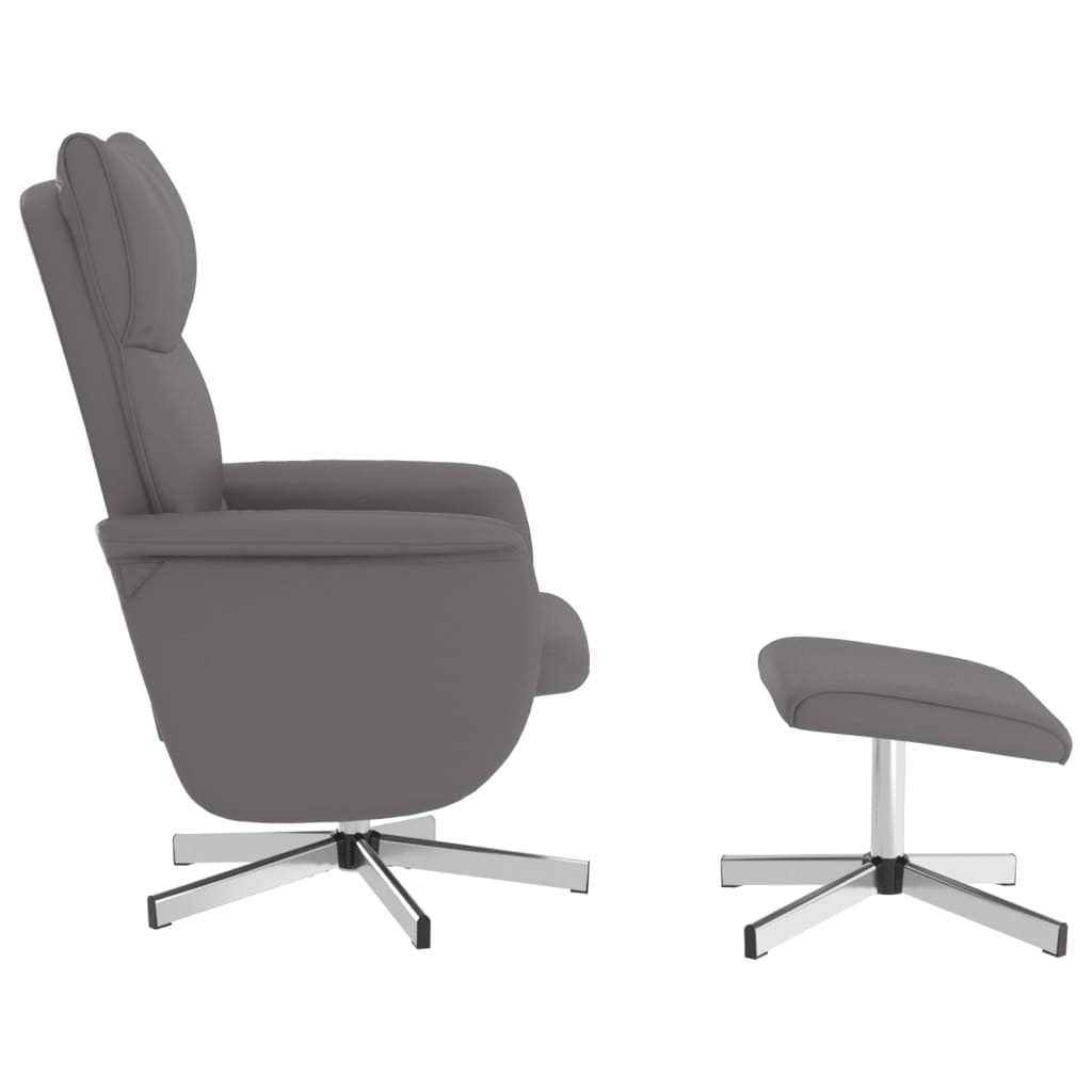 vidaXL Relaxsessel mit Fußhocker Grau Kunstleder