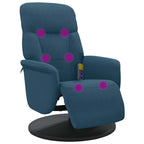 vidaXL Massagesessel mit Fußteil Blau Samt