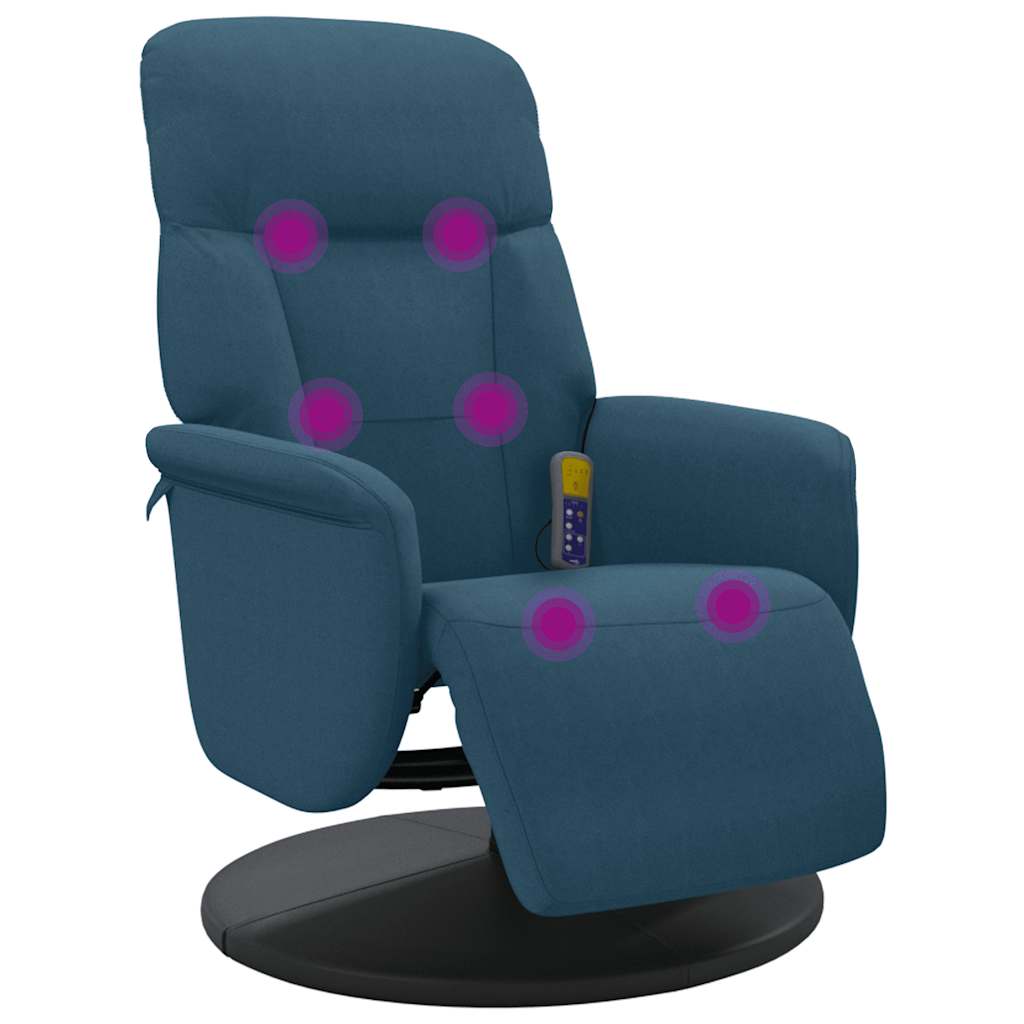 vidaXL Massagesessel mit Fußteil Blau Samt