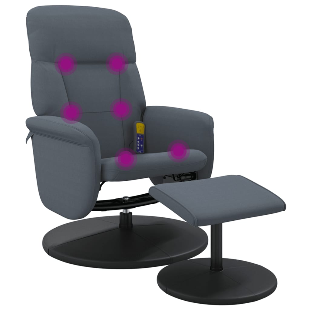 vidaXL Massagesessel mit Fußhocker Dunkelgrau Samt