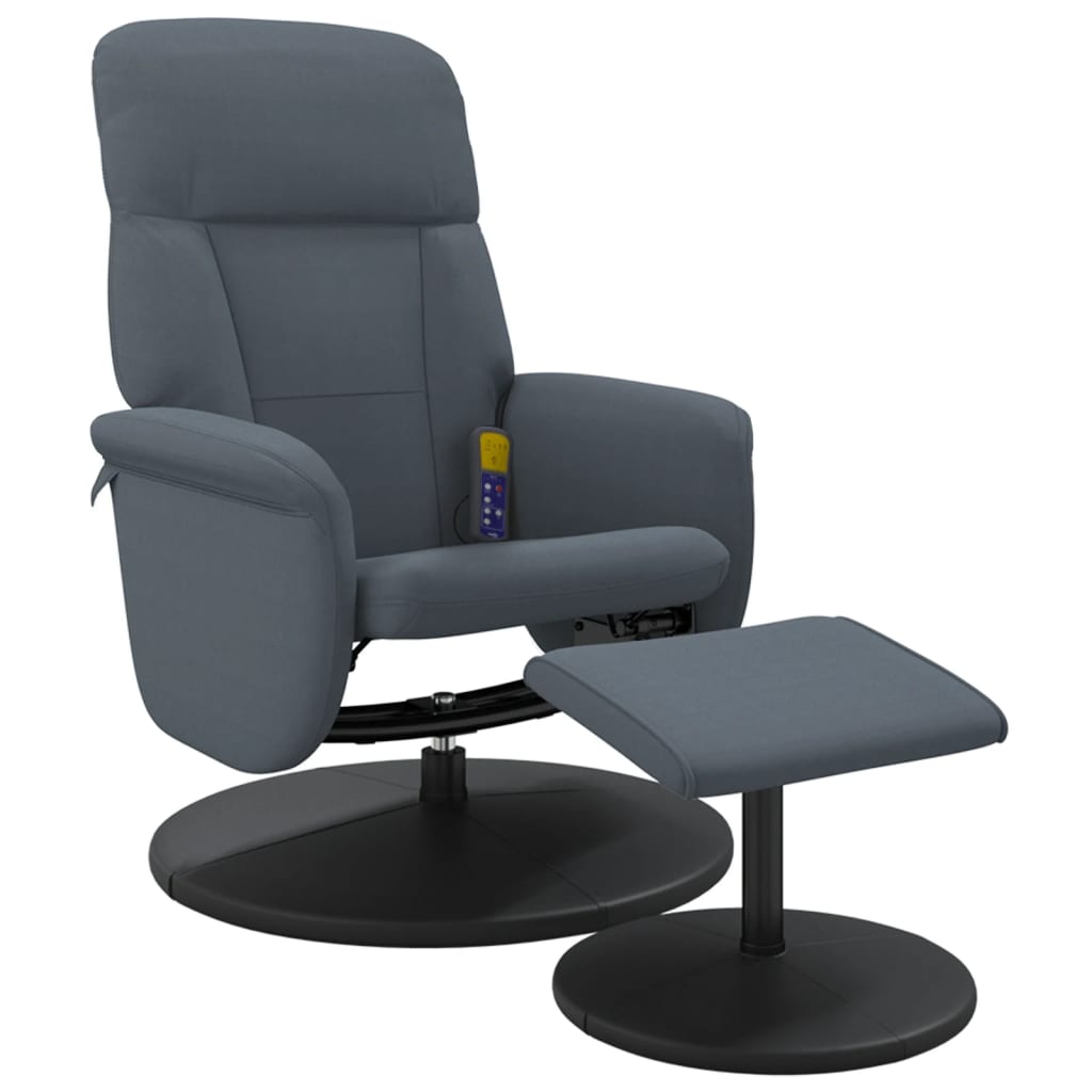 vidaXL Massagesessel mit Fußhocker Dunkelgrau Samt