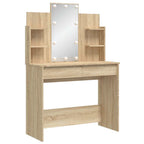 vidaXL Schminktisch mit LED-Leuchten Sonoma-Eiche 96x40x142 cm