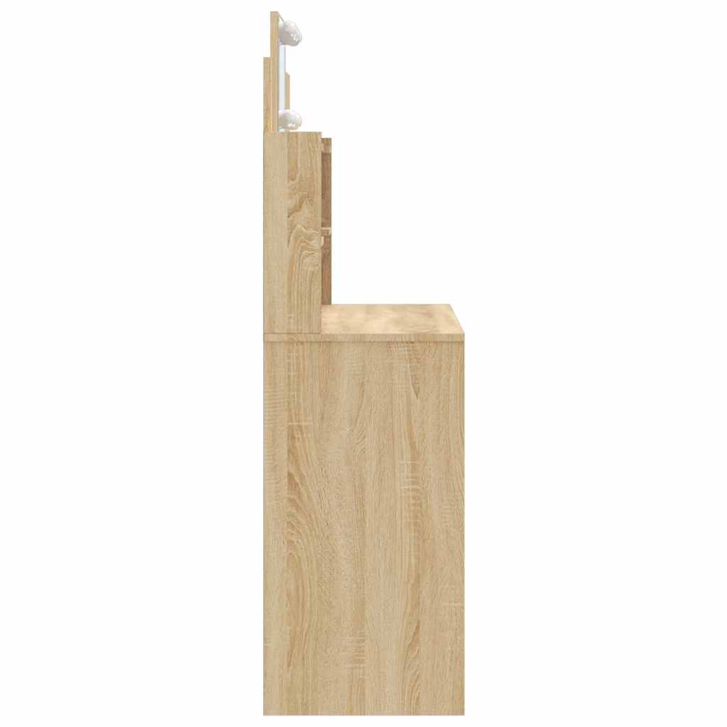 vidaXL Schminktisch mit LED-Leuchten Sonoma-Eiche 96x40x142 cm