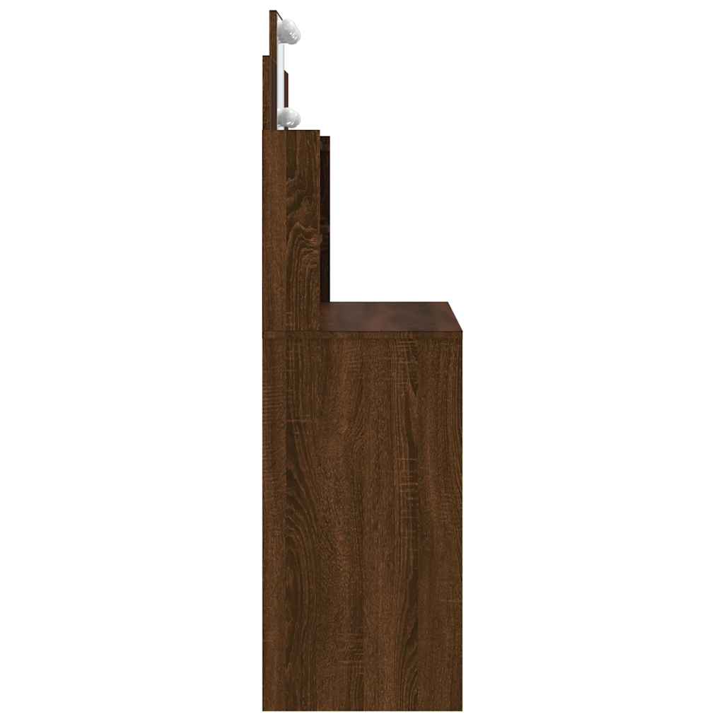 vidaXL Schminktisch mit LED-Leuchten Braun Eiche 96x40x142 cm