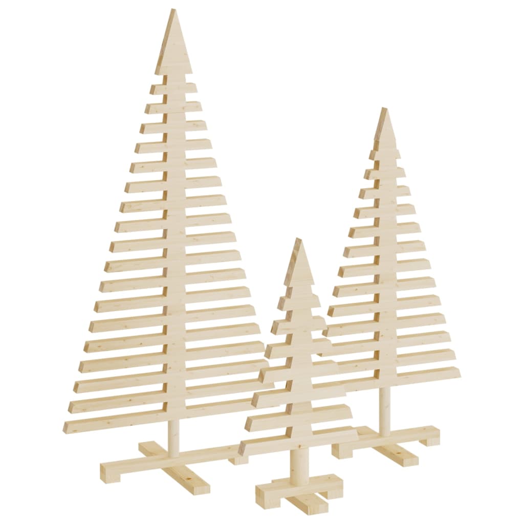 vidaXL Weihnachtsbäume für Dekorationen 3 Stk. Massivholz Kiefer