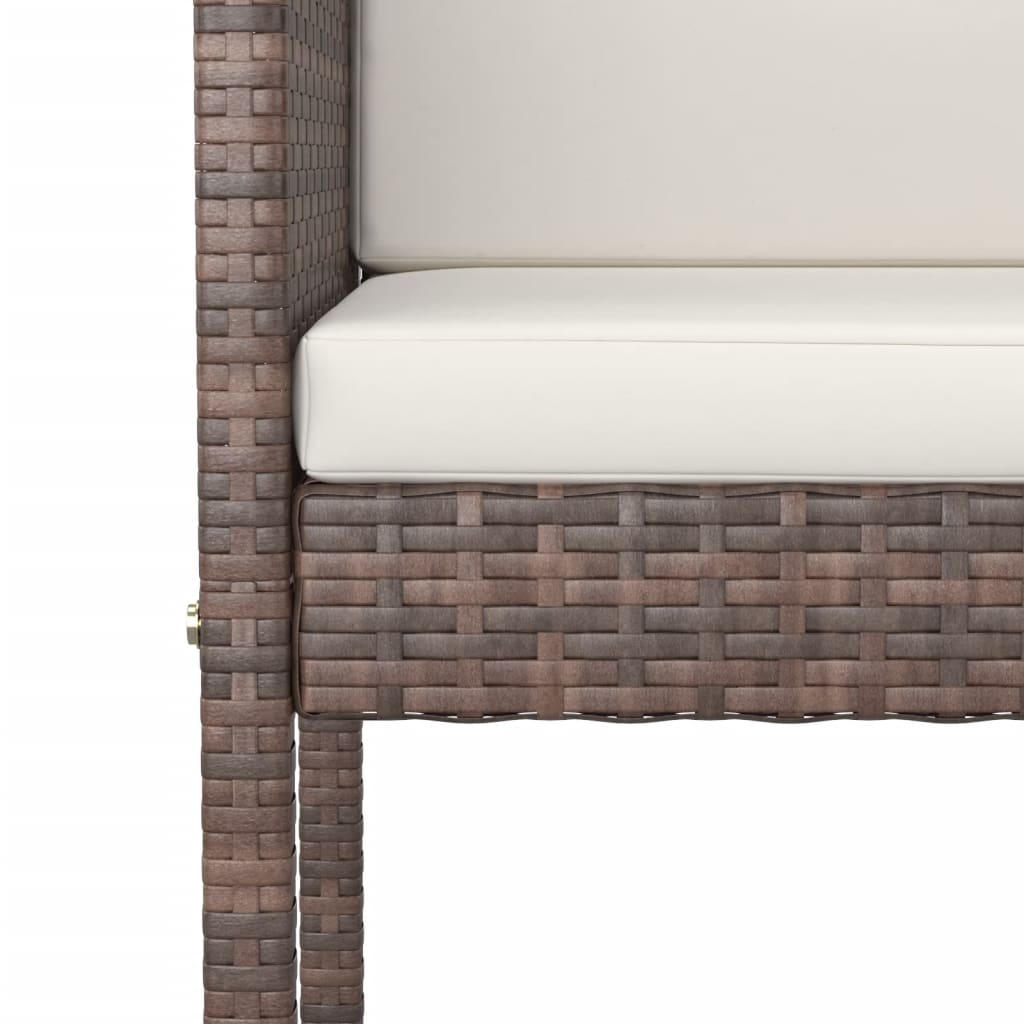 vidaXL 7-tlg. Gartenbar-Set mit Kissen Braun Poly Rattan