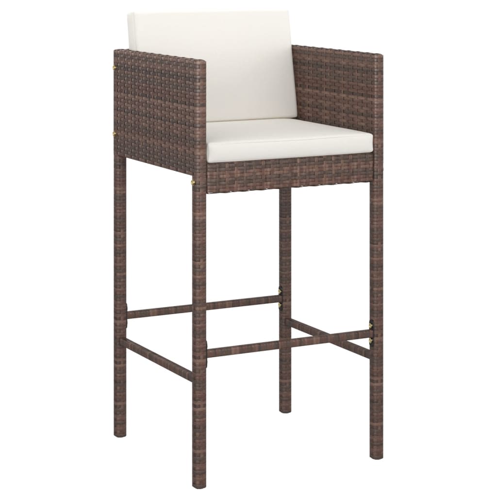 vidaXL 9-tlg. Gartenbar-Set mit Kissen Braun Poly Rattan