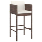 vidaXL 9-tlg. Gartenbar-Set mit Kissen Braun Poly Rattan