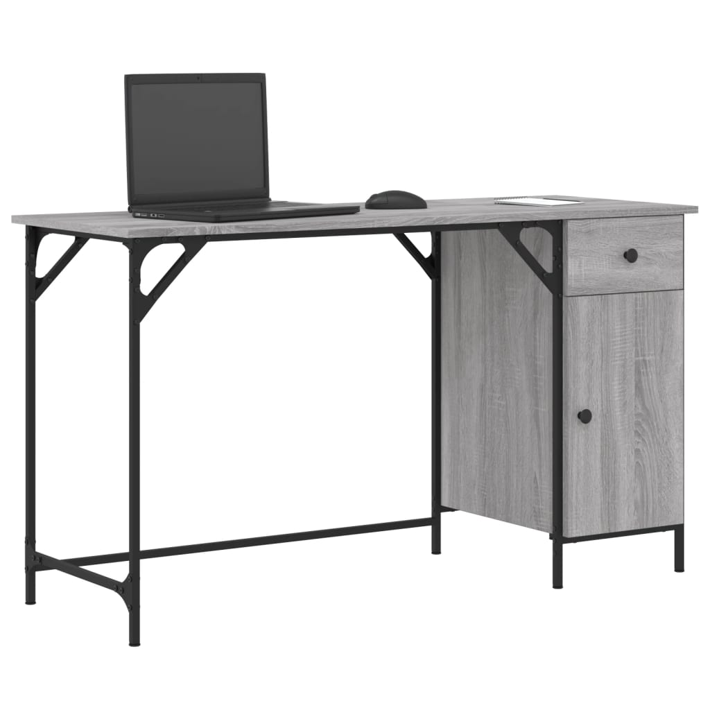 vidaXL Computertisch Grau Sonoma 131x48x75 cm Holzwerkstoff