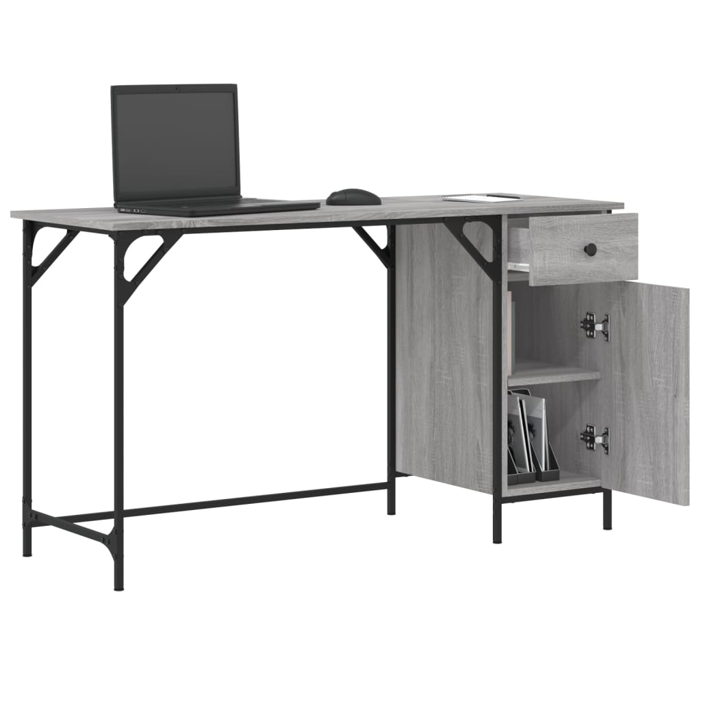 vidaXL Computertisch Grau Sonoma 131x48x75 cm Holzwerkstoff