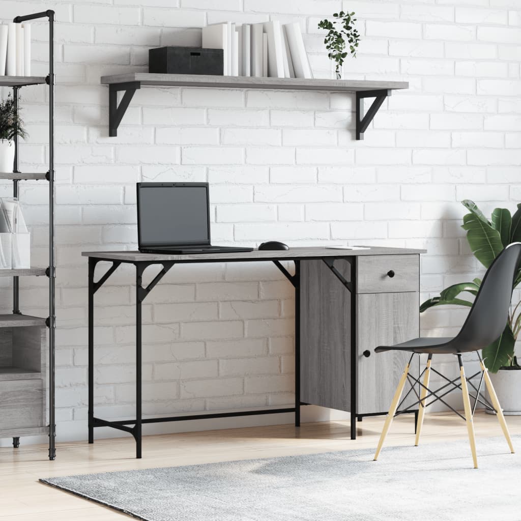 vidaXL Computertisch Grau Sonoma 131x48x75 cm Holzwerkstoff
