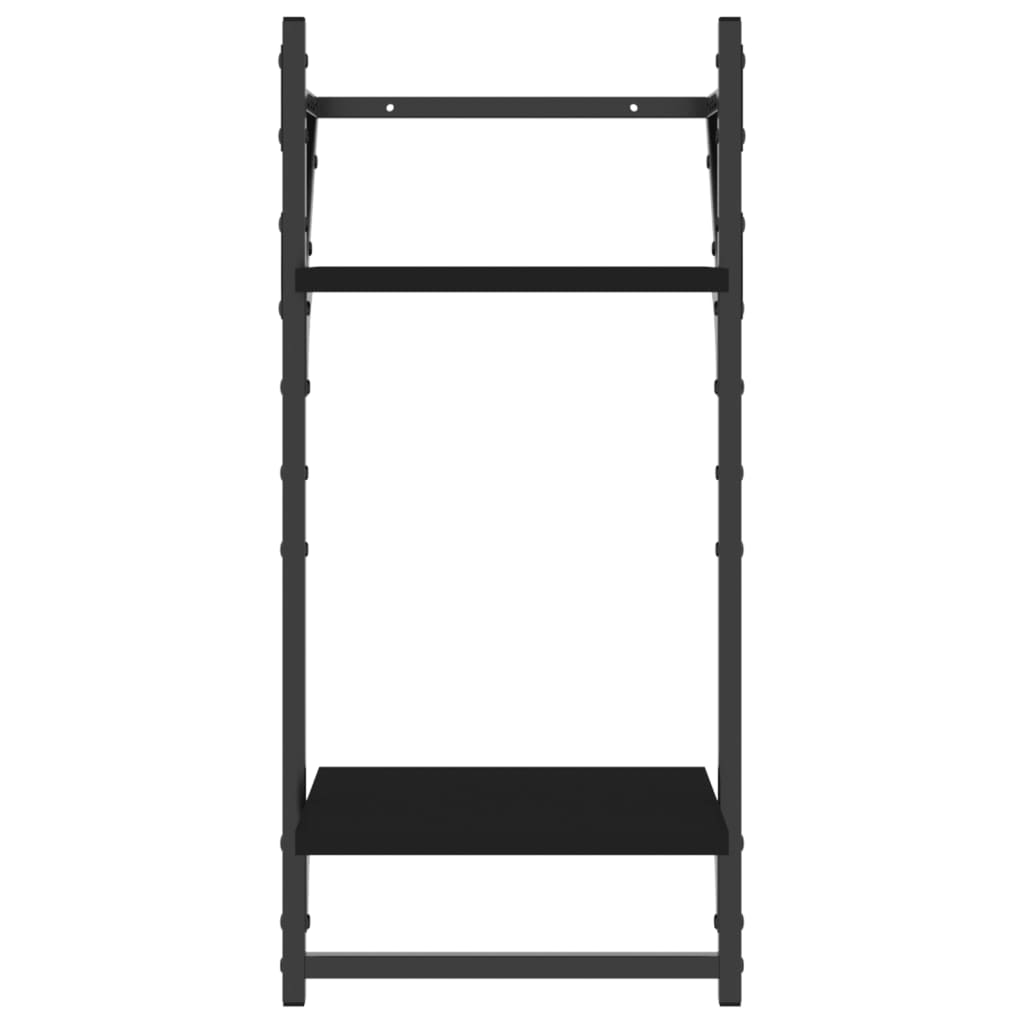 vidaXL Wandregale mit 2 Ablagen & Stangen 2 Stk. Schwarz 30x25x65 cm