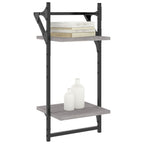 vidaXL Wandregale mit 2 Ablagen & Stangen 2 Stk Grau Sonoma 30x25x65cm