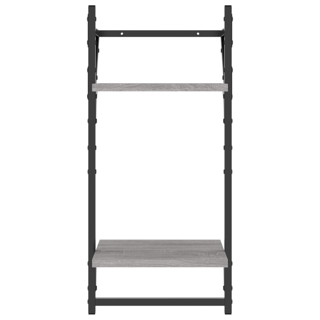 vidaXL Wandregale mit 2 Ablagen & Stangen 2 Stk Grau Sonoma 30x25x65cm
