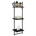 vidaXL Wandregale mit 3 Ablagen & Stangen 2 Stk. Schwarz 30x25x100 cm