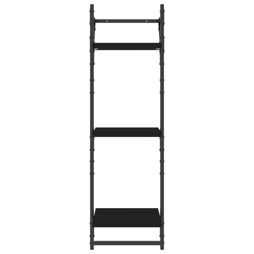 vidaXL Wandregale mit 3 Ablagen & Stangen 2 Stk. Schwarz 30x25x100 cm