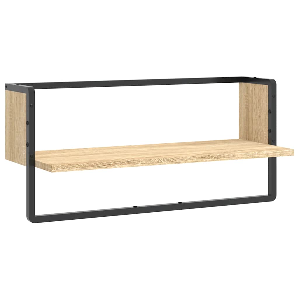 vidaXL Wandregal mit Stange Sonoma-Eiche 65x25x30 cm
